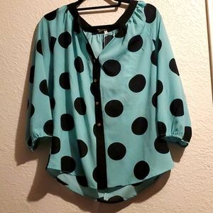 Flowy sheer aqua blouse